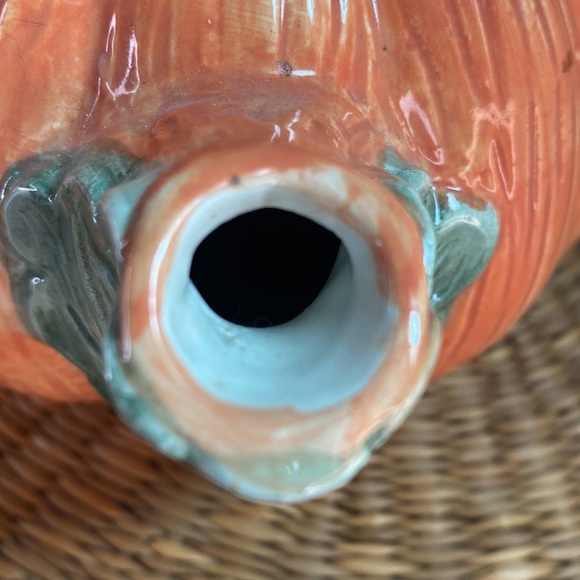 Vintage 1990 OCI Fitz and Floyd Pumpkin Fall Decor Teapot - Picture 8 of 11